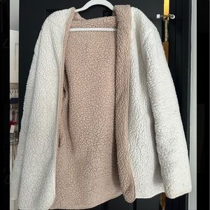 Plush reversible hooded teddy jacket